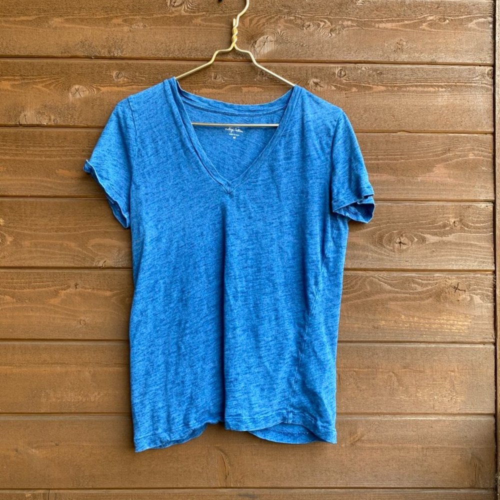 J Crew Vintage Cotton Blue VNeck TShirt